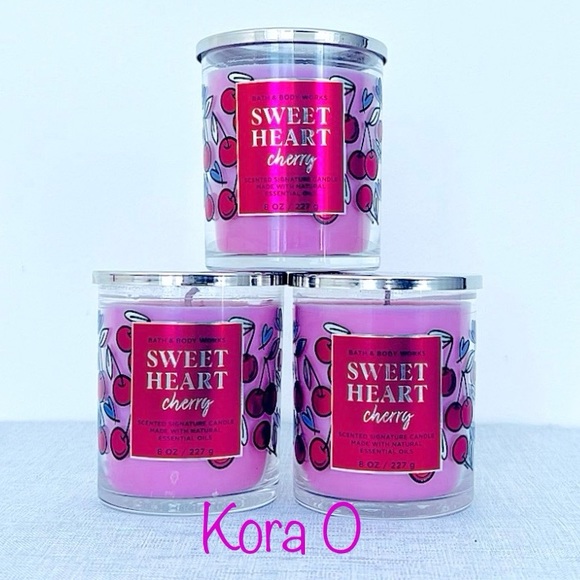💜BBW 3 Sweetheart Cherry Single Wick Candles💜 - Picture 1 of 2